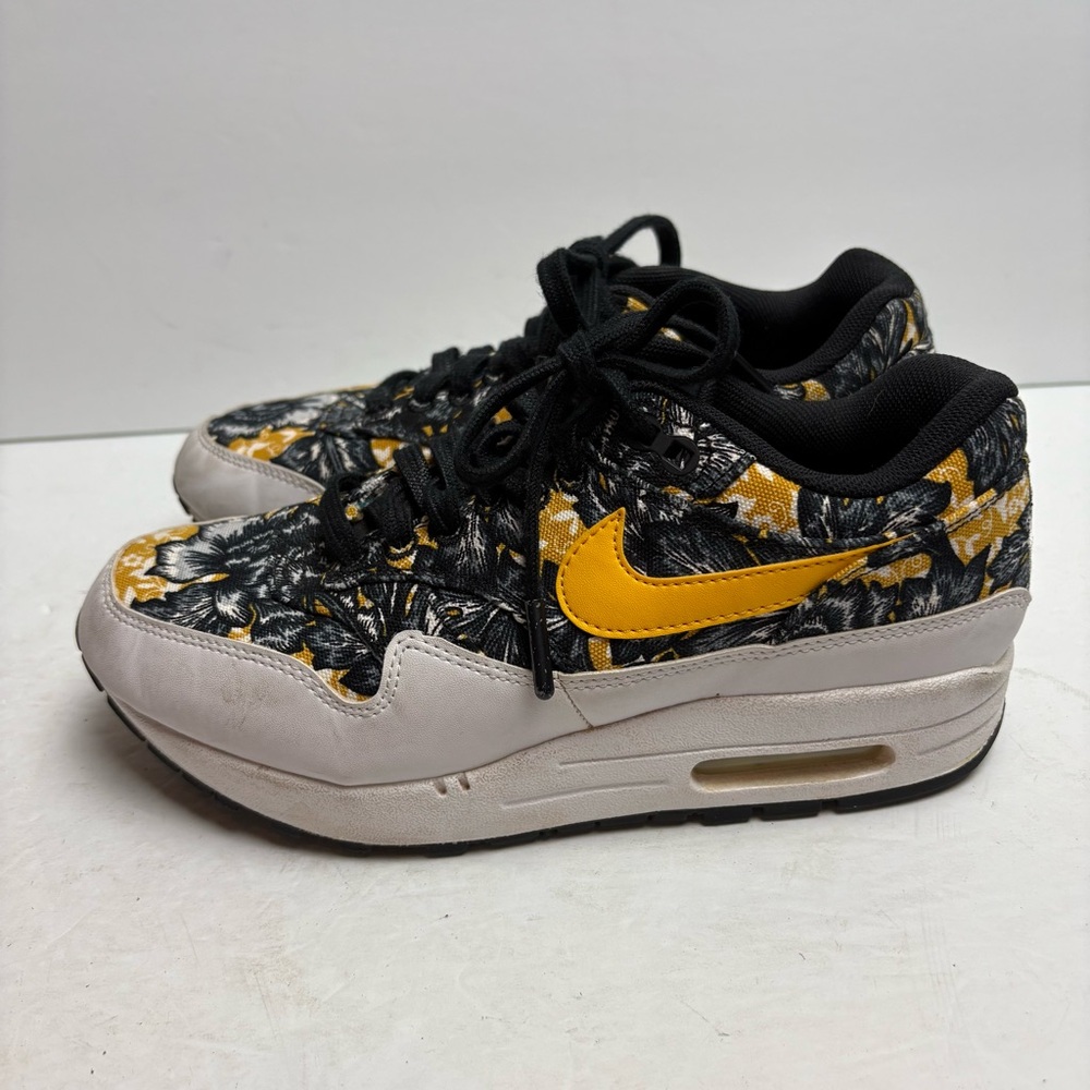Nike Women’s AIR MAX 1 QS 'Floral' - 633737-100 Black Yellow Size 6.5 Tropical